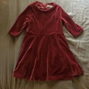 Mini Boden rose pink velvet dress machine washable